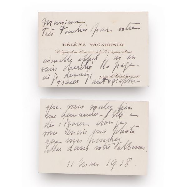 Elena Văcărescu, o fotografie și două documente, 1918, cu ample însemnări olografe 