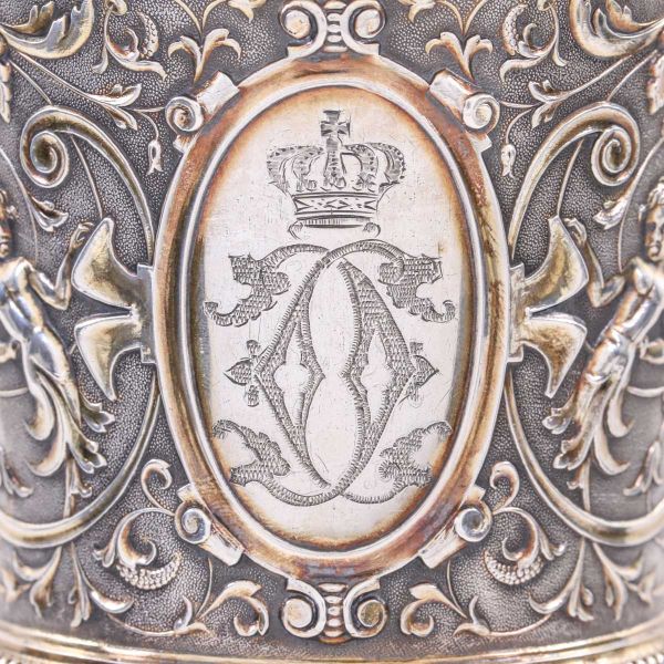 Pocal din argint cu monograma regelui Carol I, atelier Koch & Bergfeld, 20 mai 1879