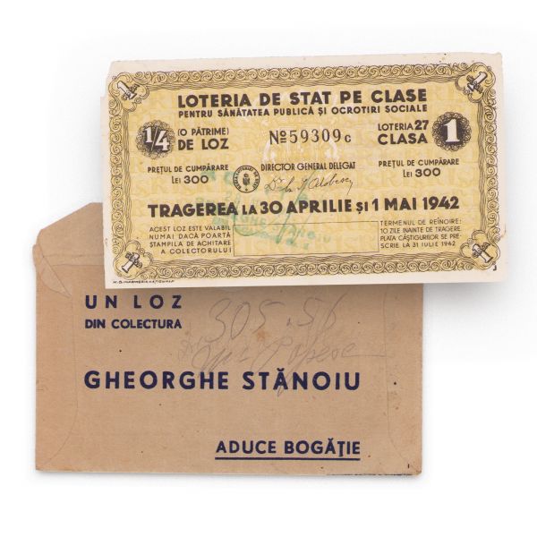 Un loz din colecția Gheorghe Stănoiu, 1942 + plic