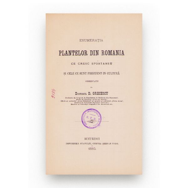 Doctorul D. Grecescu, Enumerația plantelor din România, 1880