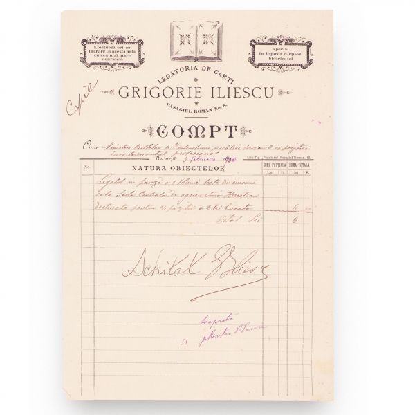 Legătoria de cărți „Grigorie Iliescu” + Atelierul Artistic de Gravură „Marcu Gerscovici”, două facturi