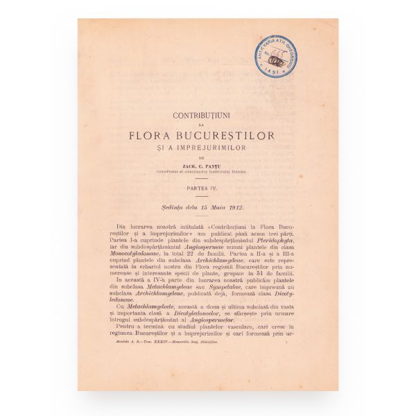 Zach. C. Panțu, Contribuțiuni la flora Bucureștilor și a împrejurimilor, 1912 + Iuliu Prodan, Contribuțiune la flora României, 1914