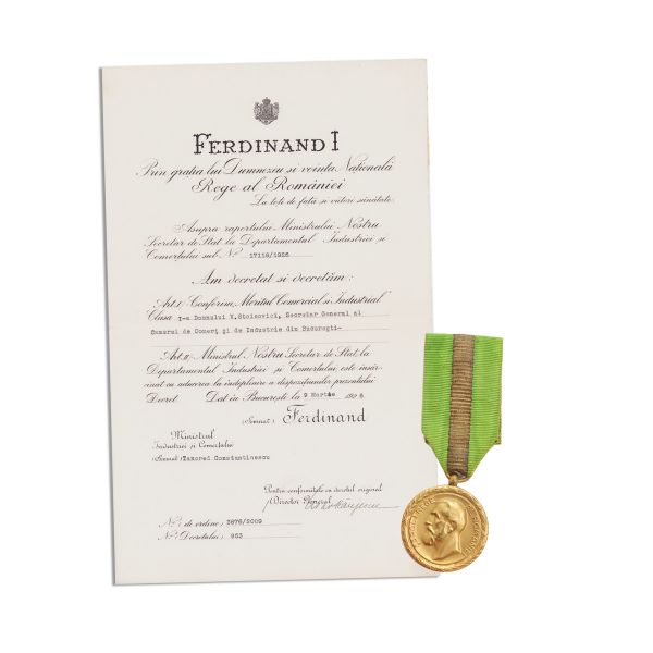 V. Stoicovici, Medalia „Meritul Comercial și Industrial” clasa a I-a, 9 martie 1926