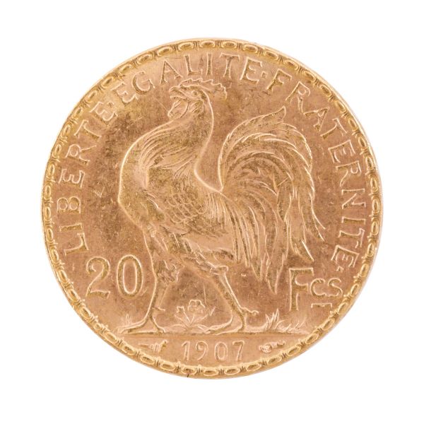 20 franci 1907, monedă din aur