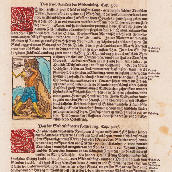 Pagină din Cosmographia lui Sebastian Münster, ediția 1628, referitoare la principatul Transilvaniei și la Vlad Țepeș (Dracula)