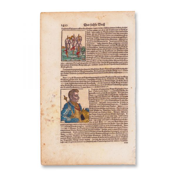 Pagină din Cosmographia lui Sebastian Münster, ediția 1628, referitoare la principatul Transilvaniei și la Vlad Țepeș (Dracula)
