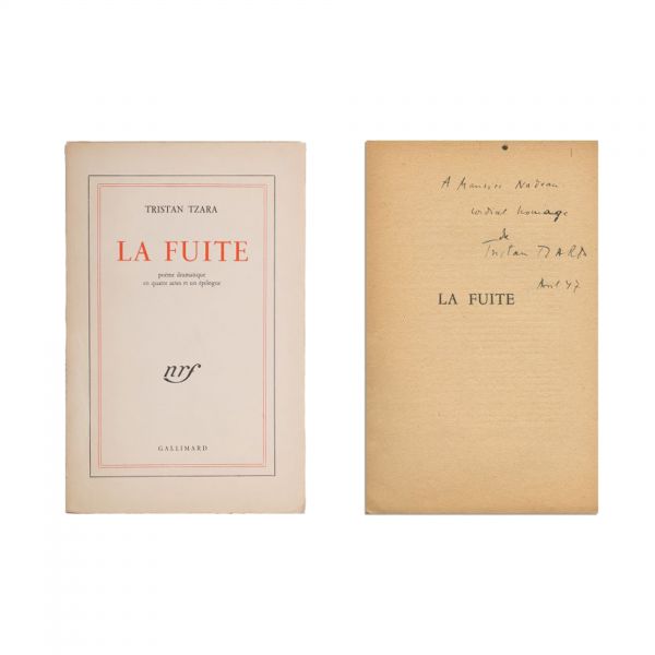 Tristan Tzara, La Fuite, 1947, cu dedicație olografă pentru Maurice Nadeau
