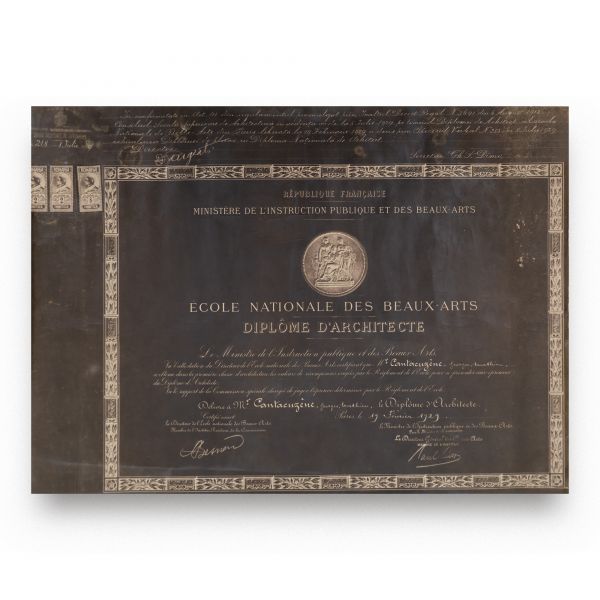 George Matei Cantacuzino, diplomă de arhitect, Ecole Nationale des Beaux-Arts, 1929