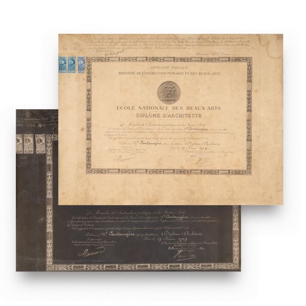 George Matei Cantacuzino, diplomă de arhitect, Ecole Nationale des Beaux-Arts, 1929