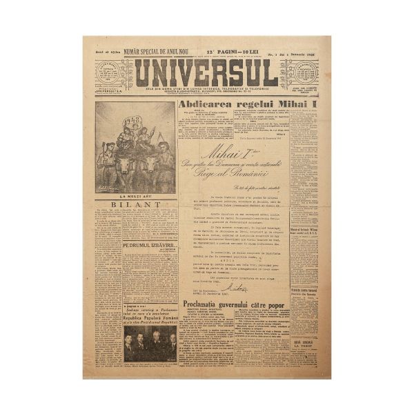 Publicația „Universul”, anul 65, nr. 1, 1 ianuarie 1948 - Abdicarea regelui Mihai I