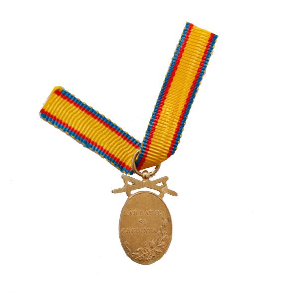 Miniatura medaliei „Bărbăție și Credință”, clasa a I-a, cu spade