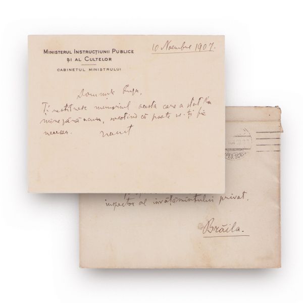Spiru Haret, corespondență pentru George Iuga, 10 noiembrie 1907