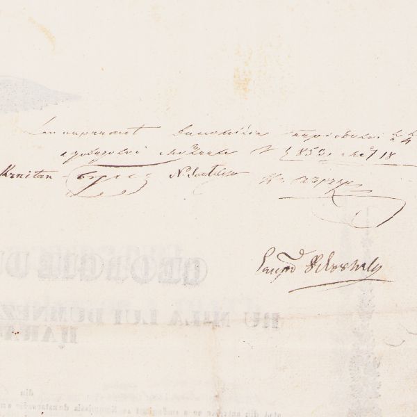 Diplomă de confirmare a statutului de boier de neam, cu semnătura domnitorului Gheorghe Bibescu, 1845