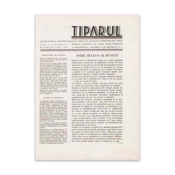 Publicația „Tiparul”, trei numere colligate, 1941 - 1942