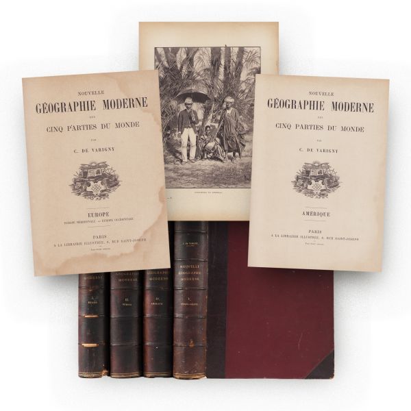 C. De Varigny, Nouvelle géographie moderne des cinq parties du monde, 1890, 4 volume, din biblioteca arhitectului G. M. Cantacuzino