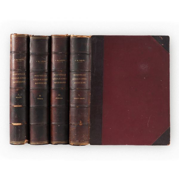 C. De Varigny, Nouvelle géographie moderne des cinq parties du monde, 1890, 4 volume, din biblioteca arhitectului G. M. Cantacuzino