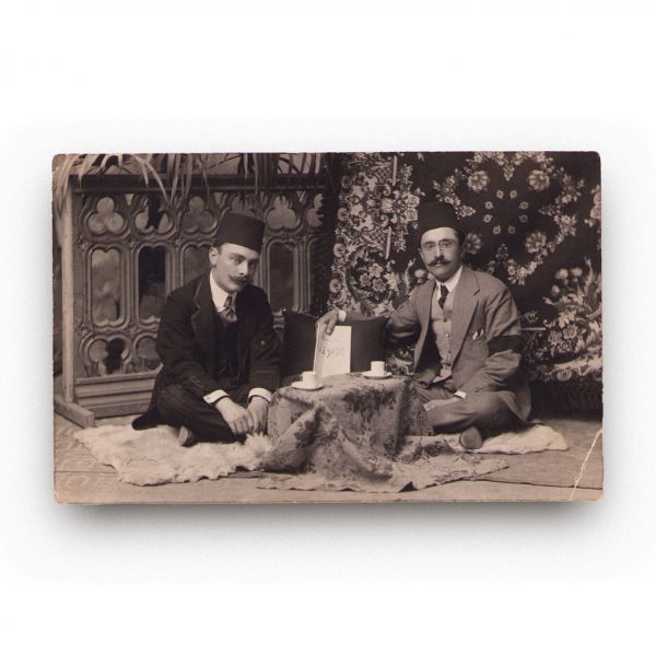 Mircea Cancicov și avocatul Demir Apostolescu, două fotografii tip carte poștală + carte de student + sigiliu