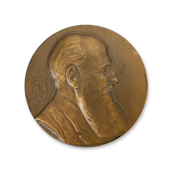 Omagiu lui Alexandru Tzigara-Samurcaș, medalie din bronz, gravor G. Stănescu, 1939