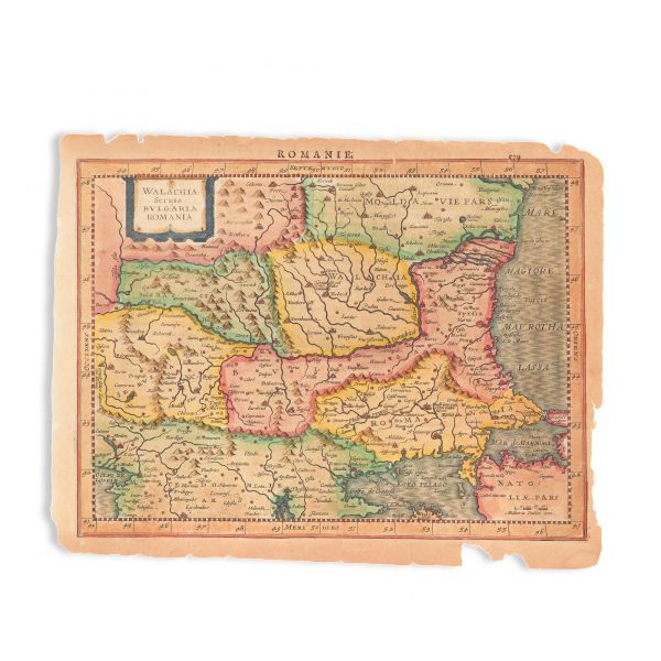 Walachia, Serbia, Bulgaria, Romania, hartă de Willem Janszoon Blaeu, 1645