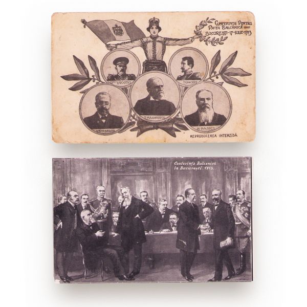 Conferința de Pace de la București, 4 cărți poștale fotografice și ilustrate, 1913