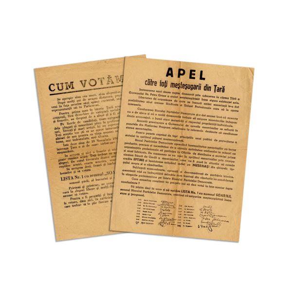 Două pliante electorale, Lista Nr. 1 cu semnul „Soarele”, 1946