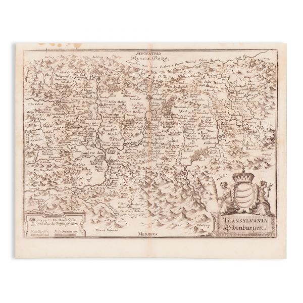 Harta Transilvaniei, gravură în cupru, gravor Mattheus Merian, 1667 