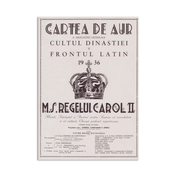 Victor Bradu Ghițulescu, Cartea de aur - Cultul Dinastiei și Frontul Latin, 1936 