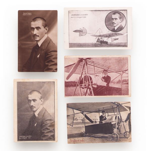Aviatorul Aurel Vlaicu, cinci cărți poștale fotografice