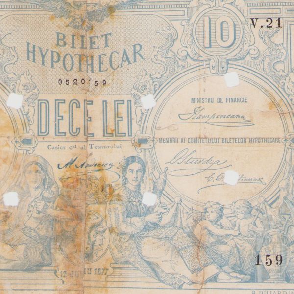 Bilet ipotecar în valoare de 10 lei, 1877