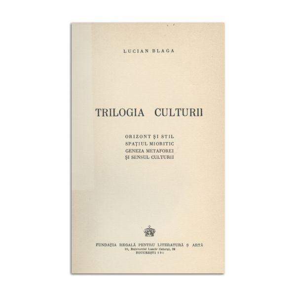 Lucian Blaga, Trilogia Culturii, 1944, exemplar bibliofil