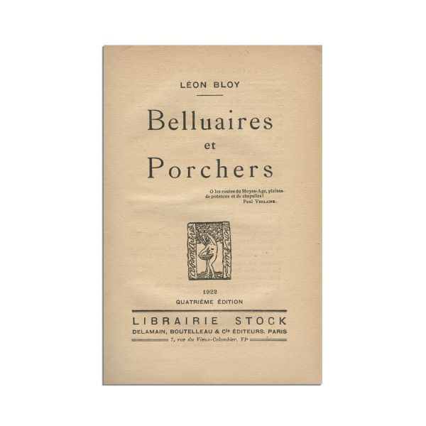 Léon Bloy, Belluaires et Porchers, 1922, cu semnătura olografă a lui Mircea Eliade