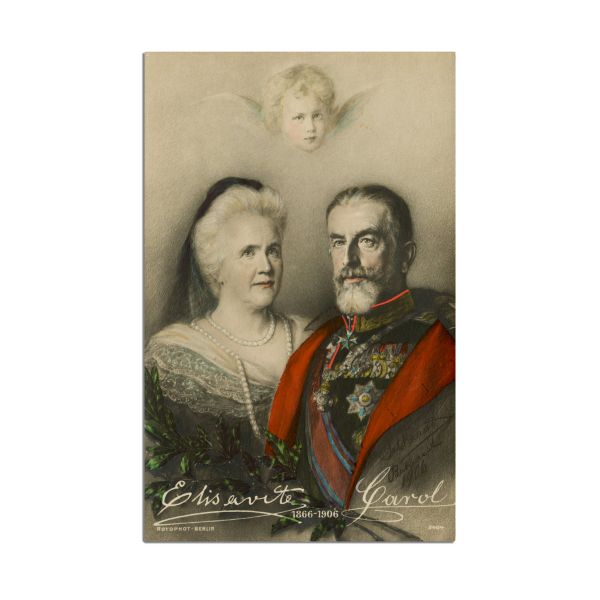 Regele Carol I și regina Elisabeta, carte poștală ilustrată, 1906