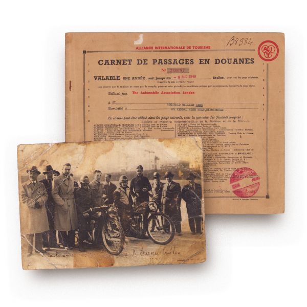 Grand Prix-ul Bucureștilor din anul 1937, Constantin Cantacuzino (Bâzu) fotografie de epocă + carnet de vamă pentru motocicletă