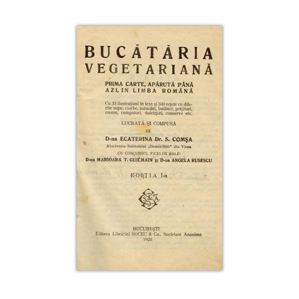 Dr. Ecaterina S. Comșa, Bucătăria vegetariană, 1928
