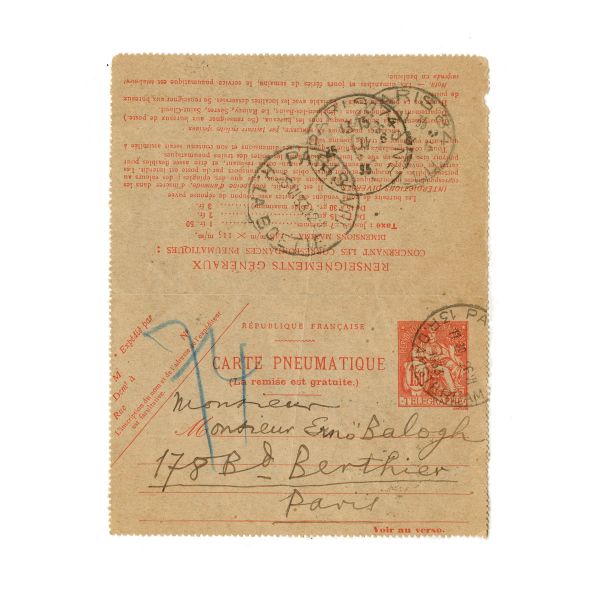 George Enescu, fotografie de epocă + scrisoare pentru Ernő Balogh, 26 iunie 1933