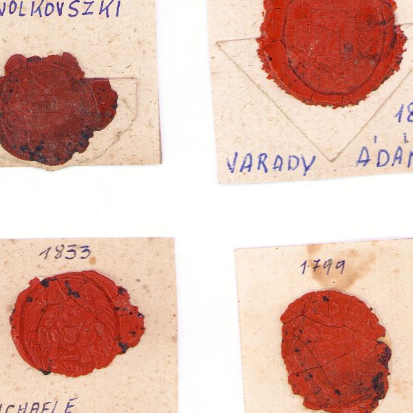 Colecție de 50 amprente sigilare în ceară ale unor familii nobiliare maramureșene, 1799-1870