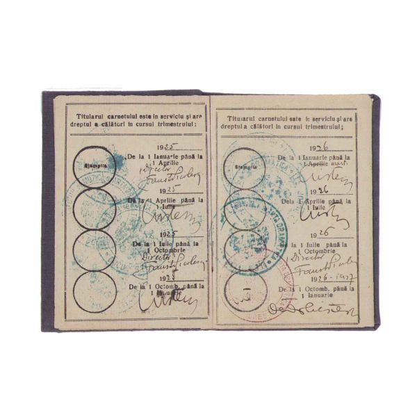 Lucia Cosma, carnet de identitate CFR, 1924 - 1927 