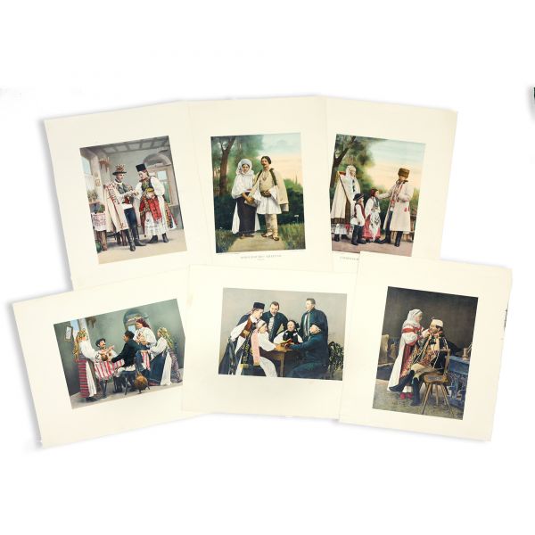 Viața și porturile țăranilor români, colecție de șase cromolitografii, 1905 