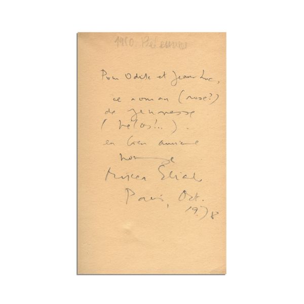 Mircea Eliade, La Nuit bengali (Maitreyi), 1950, cu dedicația autorului