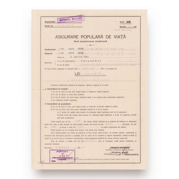 Societatea Franco-Română, asigurare populară de viață cu premii, 1938