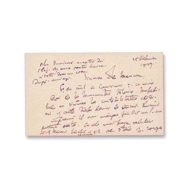 Nicolae Iorga, scrisoare de mici dimensiuni expediată lui C. Marinescu, 25 februarie 1929