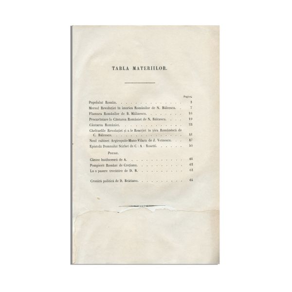 România viitoare. Dreptate, Frăție, Unitate, 1850, prima publicare a Cântării României