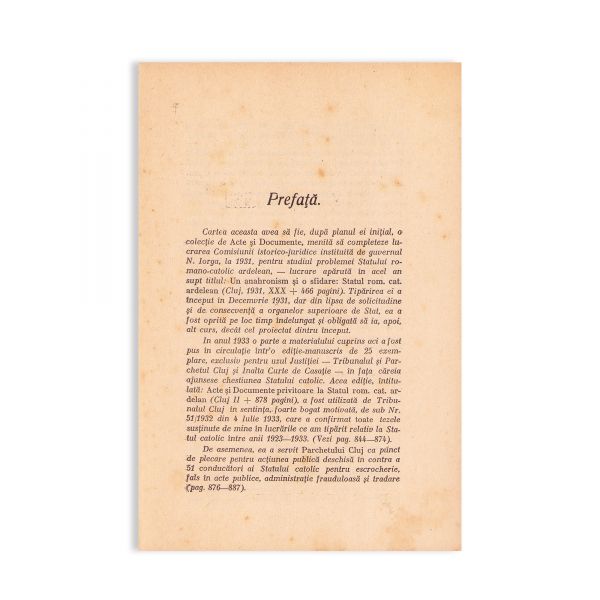 Onisifor Ghibu, Acțiunea catolicismului unguresc și a Sfântului Scaun în România întregită, 1934, cu dedicație pentru D. D. Roșca