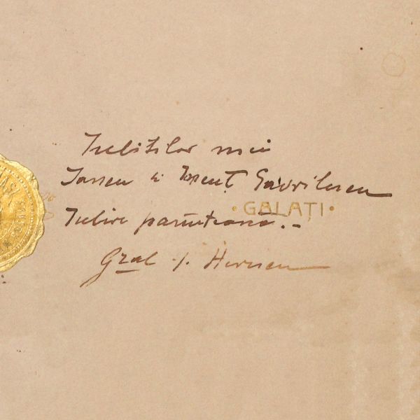 General Ioan Herescu, fotografie de epocă, cu dedicație olografă