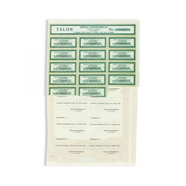 „Banca Agronomilor”, acțiune nominativă în valoare de 500 lei