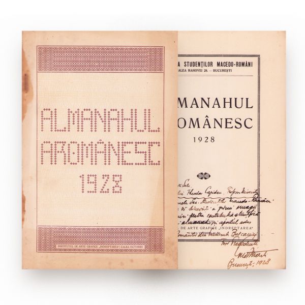 Almanahul aromânesc pe anul 1928, cu dedicație pentru Theodor Capidan