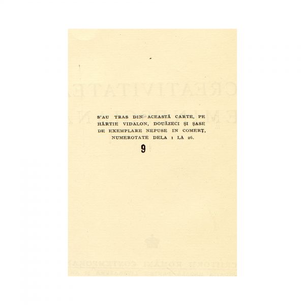 D. Caracostea, Creativitatea eminesciană, exemplar bibliofil