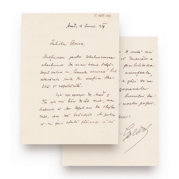 Vasile Goldiș, scrisoare expediată lui Petru Groza, 17 iunie 1929