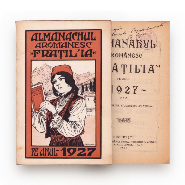 Almanahul Aromânesc „Frățil’ia” pe anul 1927, volum oferit lui Theodor Capidan