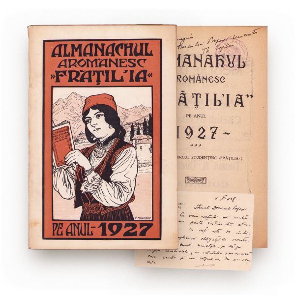 Almanahul Aromânesc „Frățil’ia” pe anul 1927, volum oferit lui Theodor Capidan